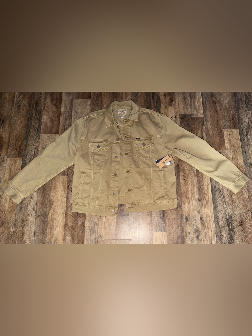 Polo Men's Khaki Denim-Style Jacket - Casual Utility Trucker